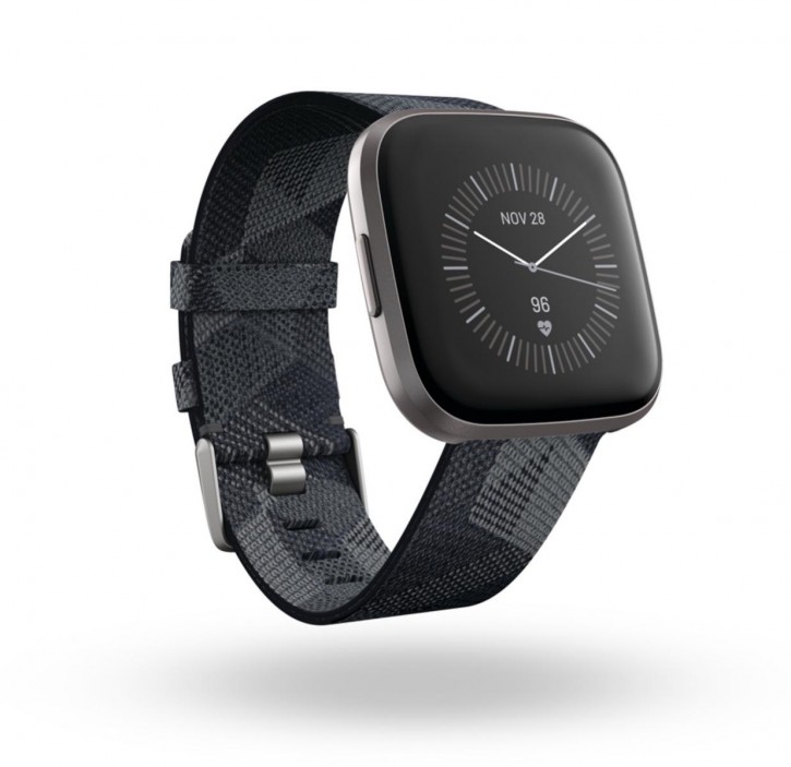 Fitbit Versa 2 Édition spéciale - Montre connectée forme et bien-être légère, étanche qui intègre un suivi continu de la fréquence cardiaque et écran AMOLED (NFC) - Tissé gris fumé