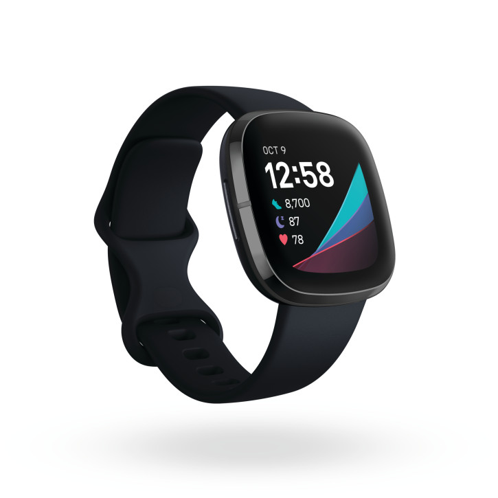 Fitbit Sense - Montre intelligente étanche pour la santé et la forme physique avec capteur RH intégré et écran tactile (NFC), GPS intégré, gyroscope et Google Assistant - Carbone/Graphite