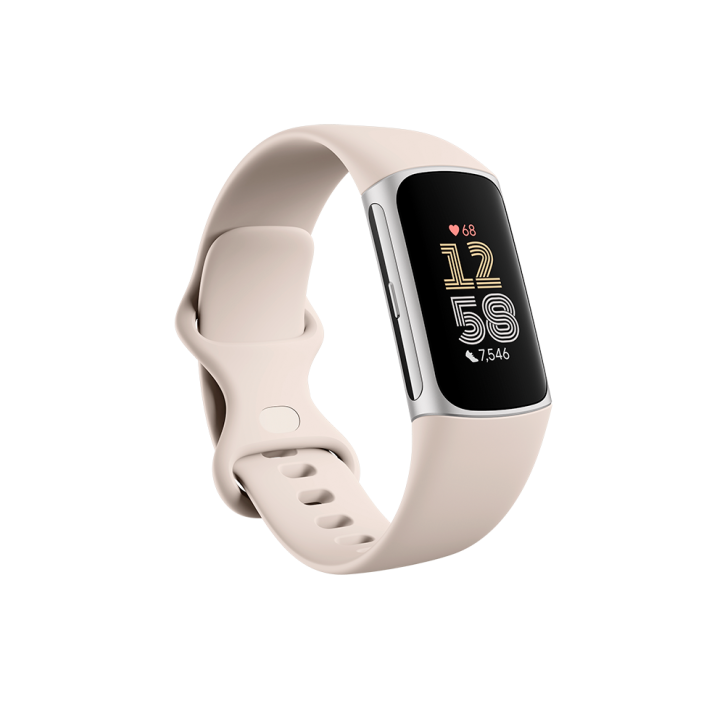 Fitbit Charge 6  Wireless Fitness Activity, Sleep + Stress Tracker (Wristband) (NFC) - Porcelain Band / Silver Aluminum Case (Erstauslieferung 12.10.23)