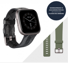 Fitbit Versa 2 Édition spéciale - Montre connectée forme et bien-être légère, étanche qui intègre un suivi continu de la fréquence cardiaque et écran AMOLED (NFC) - Tissé gris fumé