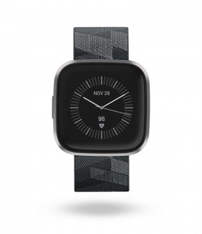 Fitbit Versa 2 Édition spéciale - Montre connectée forme et bien-être légère, étanche qui intègre un suivi continu de la fréquence cardiaque et écran AMOLED (NFC) - Tissé gris fumé
