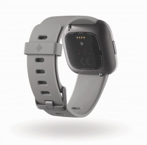 Fitbit Versa 2 - Montre connectée forme et bien-être légère, étanche qui intègre un suivi continu de la fréquence cardiaque et écran AMOLED - Gris pierre / aluminium gris brume