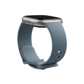 Fitbit Versa 4  Leichte wasserdichte Health- und Fitness-Smartwatch mit integriertem HR Sensor, Amoled Screen (NFC) und integriertem GPS - Blue/Platinum Aluminum (Vorverkauf: Auslieferung 29.09.22)